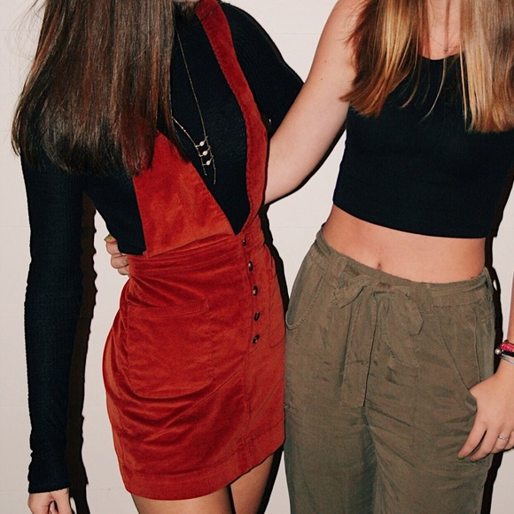 Free People Burn Orange Corduroy Dress - Picture 2 of 4